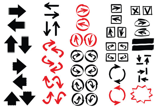 Hand Drawn Arrow & UI Symbol Vector Pack 50+ Sketch Directional Arrows, Refresh, Check & Navigation Icons
