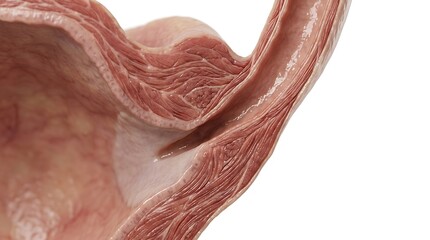Fototapeta premium Crosssection of the human stomach showing the muscular layers and the gastroesophageal junction