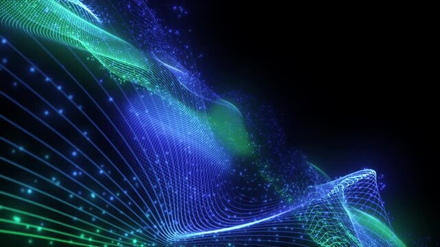 4K Futuristic Digital Wave with Particle Network and Abstract Technology Data Flow Background Animation 60fps