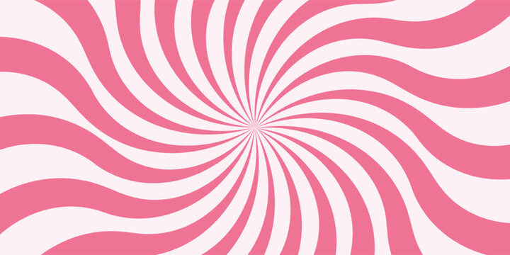 Pink circus background. Funfair swirl patern. Spiral carnival pattern.