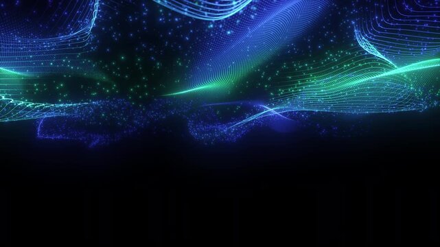 4K Futuristic Digital Wave with Particle Network and Abstract Technology Data Flow Background Animation 60fps