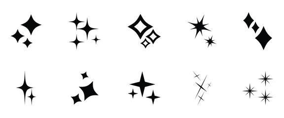 Sparkle star set star icon Shine sparkle icon. Vector blink star for logo, sparkle clipart. Twinkle light elements for Christmas decoration, magic theme and festive graphic asset. EPS10. © Thought Leader
