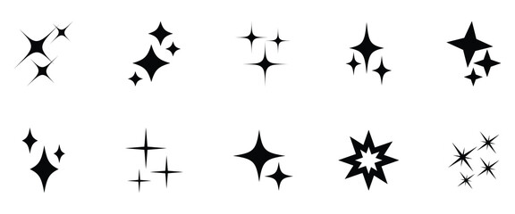 Fototapeta premium Shine star vector icons. Stars collection, with vector shape. Black stars icon set. Sparkle star icon set. Vector illustration eps10.