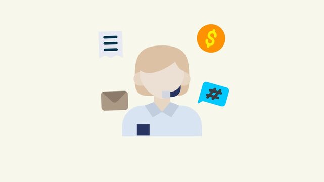 Animated customer support icon in flat design style