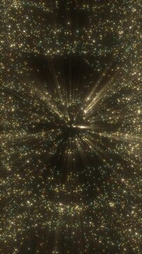 Golden Cosmic Starfield with Infinite Particle Tunnel and Glowing Space Dust Abstract Background Animation in 4K 60 FPS Vertical video.