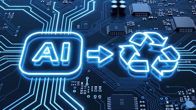 Artificial Intelligence for Sustainable Technology and Electronic Waste Recycling Concept on Digital Circuit Board