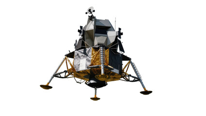 Isolated historical Apollo Lunar Module spacecraft, an iconic symbol of space travel © ROCKETX