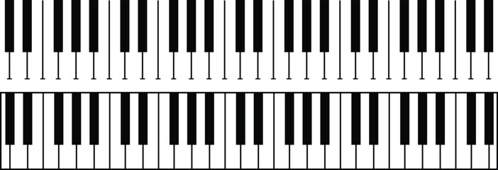 Piano keys seamless pattern set. Musical keyboard instrument border vector background © TAHERA