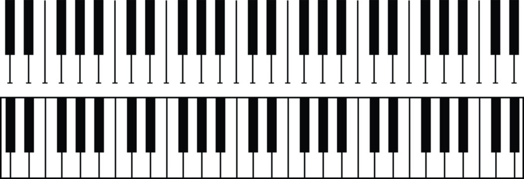 Piano keys seamless pattern set. Musical keyboard instrument border vector background