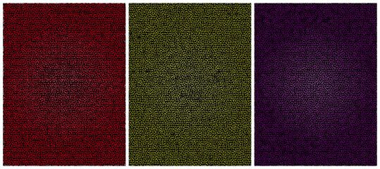 Fototapeta premium Set of three textured backgrounds in red, yellow, and purple