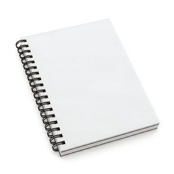 Spiral bound notebook with metal coil isolated on white background