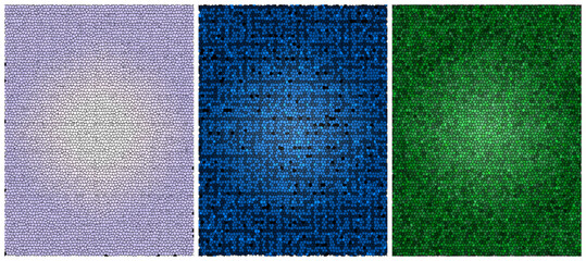 Fototapeta premium Set of three abstract mosaic backgrounds in purple blue and green
