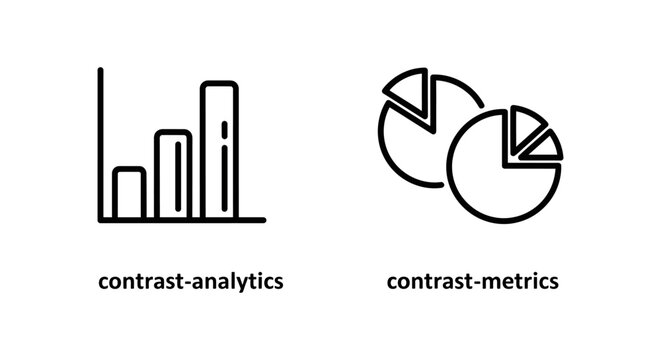Modern vector line icons for data analytics and metrics comparison charts with analytics comparison statistics business information percentage division financial development