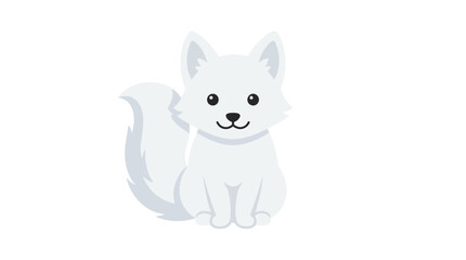 Cute white arctic fox illustration on white background. © Noemi
