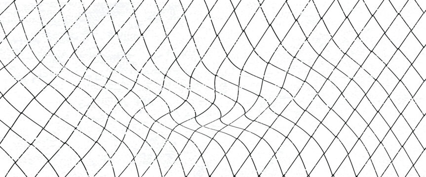 
Abstract distorted wireframe grid background featuring flowing curved lines and geometric mesh patterns. Minimal black and white design with dynamic wave deformation,