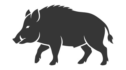 Fototapeta premium Solid black silhouette of a wild boar walking.