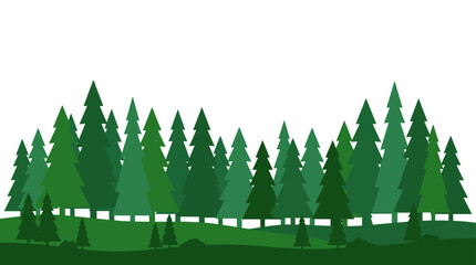 Green coniferous forest landscape with multiple layers of trees. © Noemi