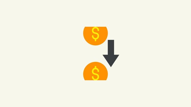 Dollar fall in value icon animation