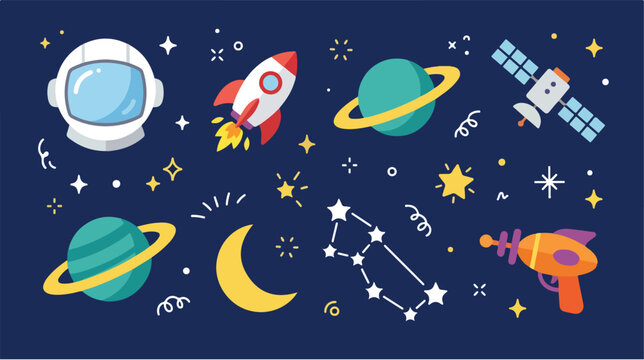 Astronaut doodle art kit vector