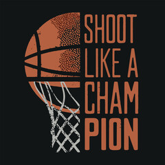 Estores personalizados com sua foto Vibrant illustration of basketball going through hoop with motivational text to shoot like a champion