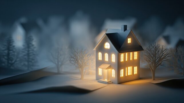 Residential buildings shine in the dark, reminding us of the need for disease prevention as shadows linger in the surroundings.