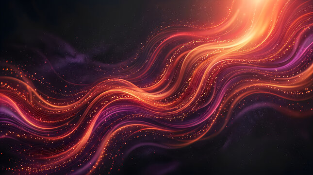 Vibrant digital waveform with glowing particles on dark background