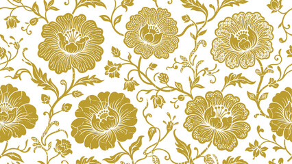 Fototapeta premium Elegant golden floral damask pattern suitable for textiles and decorative design.