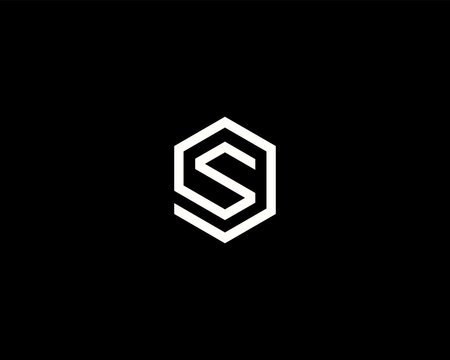 Abstract letter S vector logo icon inside geometric hexagon. Modern monogram for corporate, security, technology and financial business identity.
