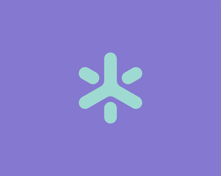 Abstract asterisk snowflake vector logo icon with rounded lines. Modern monogram for medical, pharmacy, technology and software business identity