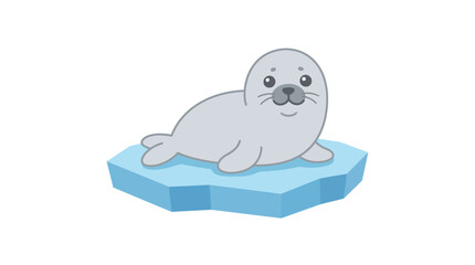 Cute baby harp seal pup resting on blue iceberg. © Penjual