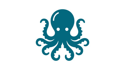 Teal octopus silhouette with curled tentacles. © Kristina