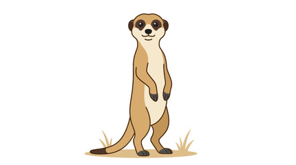Alert meerkat standing upright on parched ground © reihan