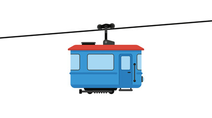 Blue cable car gondola lift on a wire. © Kristina