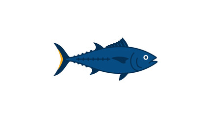 Fototapeta premium Single blue tuna fish swimming on white background.