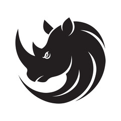 Fototapeta premium Black silhouette of a rhinoceros head vector logo design.