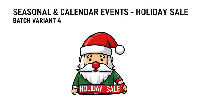 Cartoon Santa Claus Holding Sale Sign.