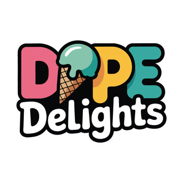 Dope Delights Ice Cream Logo Fun Colorful Typography