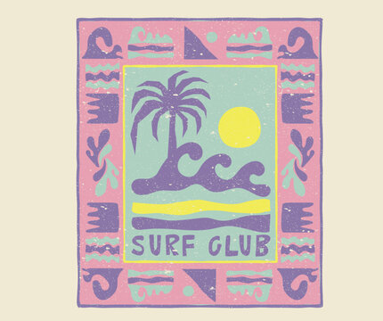 Endless summer artwork. Surfing club. Feel the vibes. Enjoy sunny day, Summer good vibes vector graphic design for apparel, stickers, posters, background and others.
