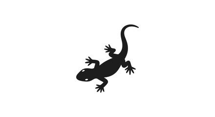 Obraz premium Black Silhouette of a Gecko on White Background