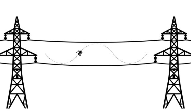Seamless Fly Motion Between Power Lines Energy Infrastructure Vector