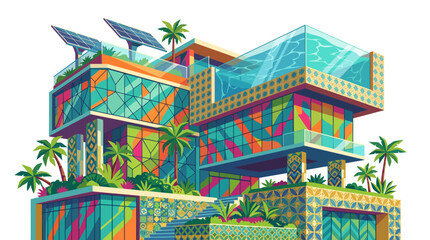Obraz premium Colorful Modern Futuristic House Design.