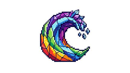 Fototapeta premium Colorful Stained Glass Dragon Wave.