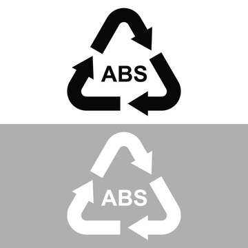 ABS Acrylonitrile Butadiene Styrene Plastic Recycling Symbol &ndash; Black and White Triangle Icon Vector