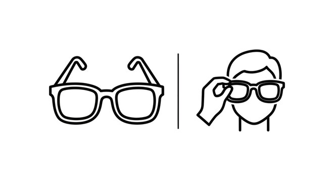 Minimalist web accessibility icon set featuring eyeglasses and person wearing glasses for UI design accessibility interface graphics minimalist monochrome isolated experience