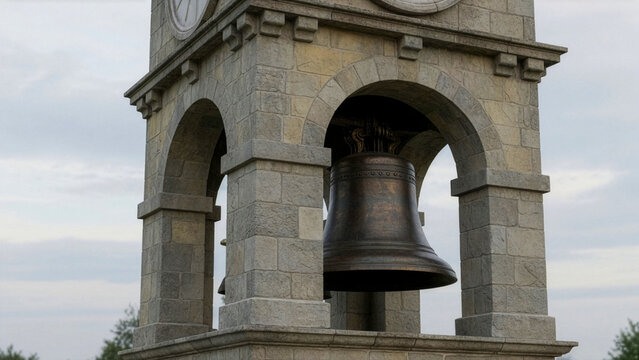 Beautiful Stone Clock Tower Bell in Soft Diffused Light
