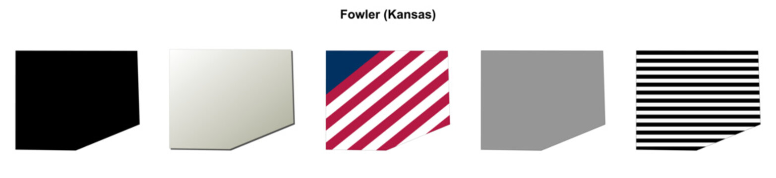 Fowler (Kansas) blank outline map set