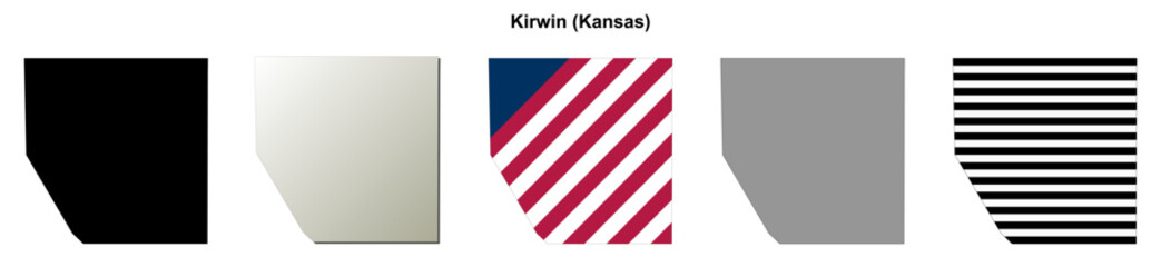 Obraz premium Kirwin (Kansas) blank outline map set