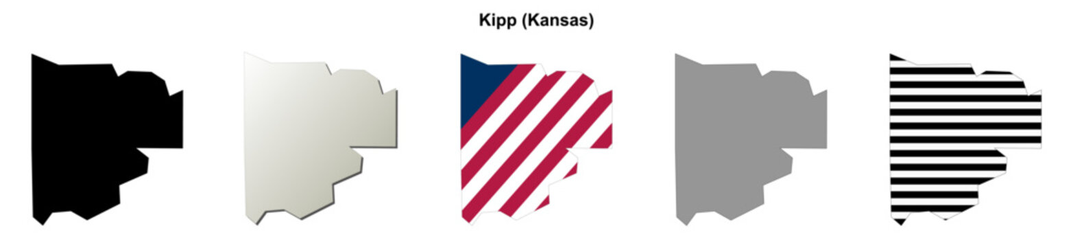 Kipp (Kansas) blank outline map set