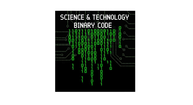 Green Binary Code on Black Background.