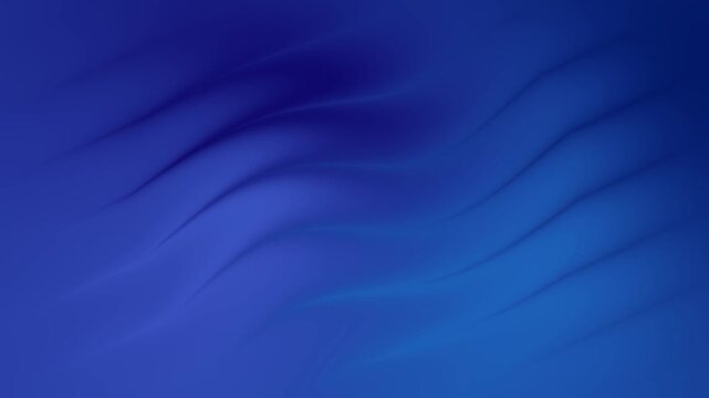 Abstract deep blue flowing waves moving horizontally and changing form dynamically, creating ripple effect and ethereal texture, soft light from background creates subtle reflection on surface.